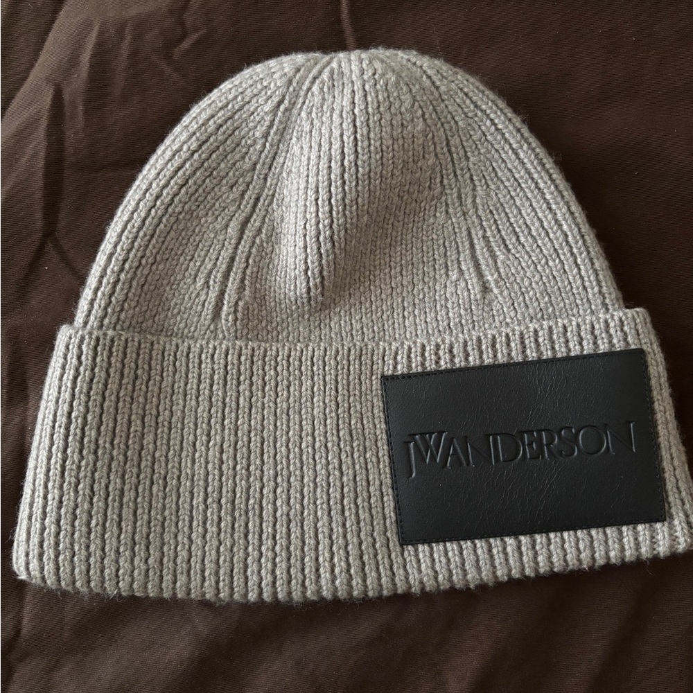 JW Anderson Logo Patch Beanie in Color Hemp